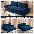73.2' Queen Pull Out Sofa Bed,3-in-1 Convertible Sleeper Sofa,Multi-Functional Velvet Loveseat Bed,Blue(Old Sku:W1885S00124)