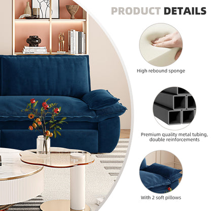 73.2' Queen Pull Out Sofa Bed,3-in-1 Convertible Sleeper Sofa,Multi-Functional Velvet Loveseat Bed,Blue(Old Sku:W1885S00124)