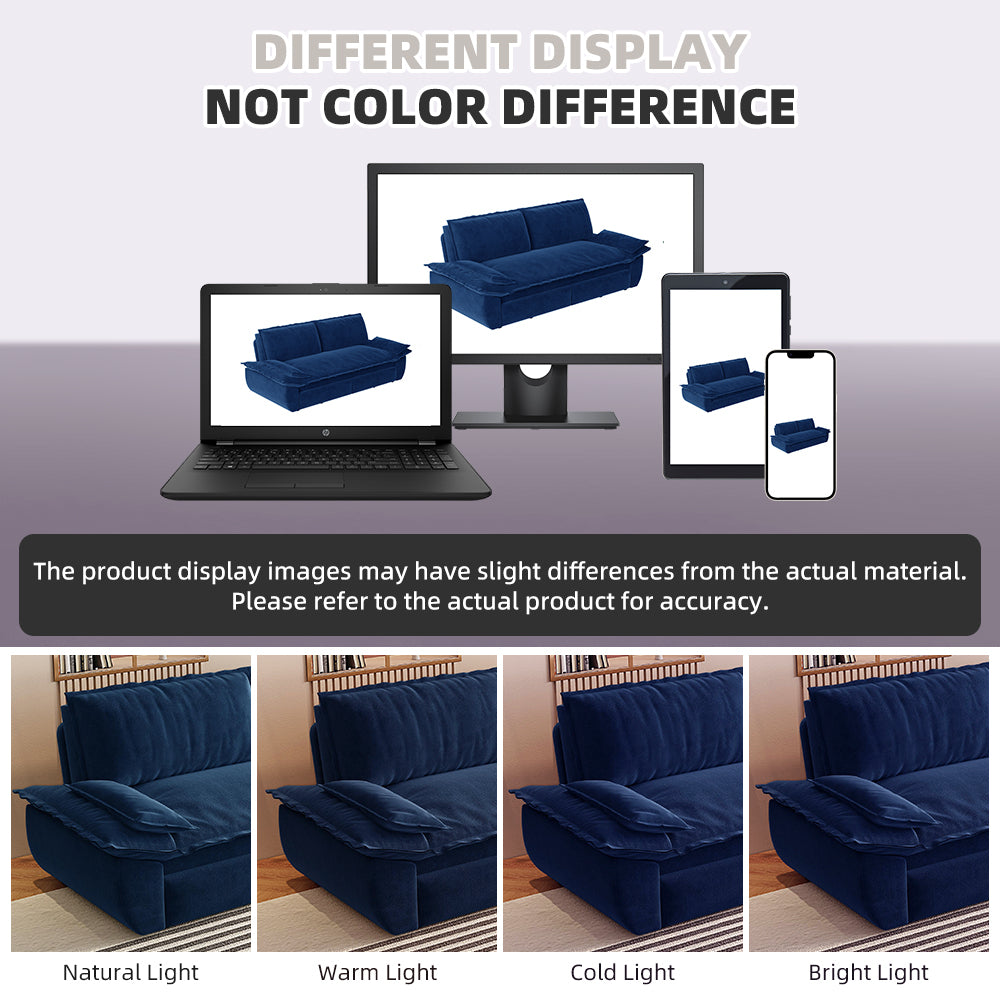 73.2' Queen Pull Out Sofa Bed,3-in-1 Convertible Sleeper Sofa,Multi-Functional Velvet Loveseat Bed,Blue(Old Sku:W1885S00124)