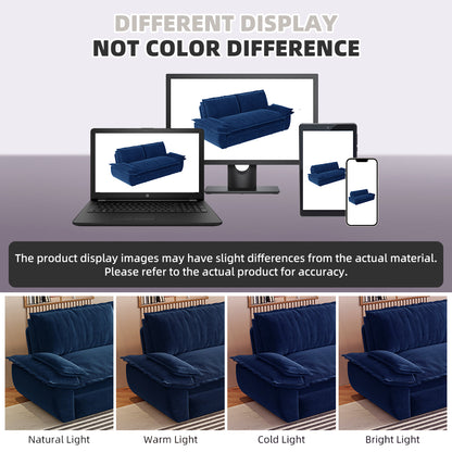 73.2' Queen Pull Out Sofa Bed,3-in-1 Convertible Sleeper Sofa,Multi-Functional Velvet Loveseat Bed,Blue(Old Sku:W1885S00124)