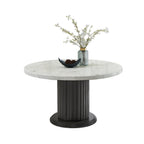 Venezia 54' Round Dining Table Seats 6 - Modern Gray Base.