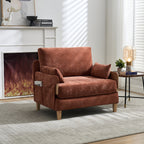 Convertible Sofa Bed Recliner - 3-in-1 in orange chenille with pillows, ideal for compact living rooms or small apartments.