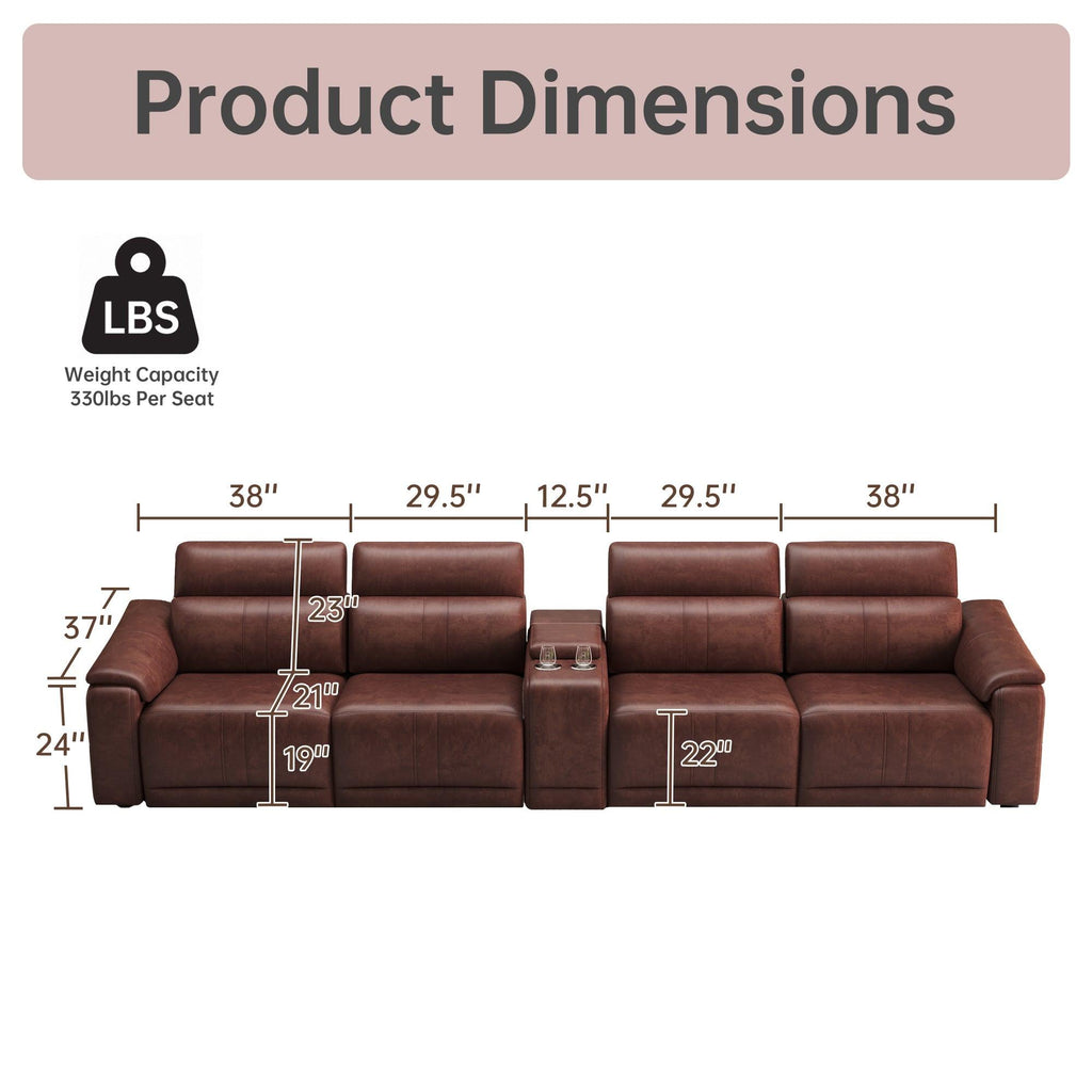 5-Piece Modular Leather Sofa - Dark Brown Comfort.