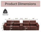 5-Piece Modular Leather Sofa - Dark Brown Comfort.
