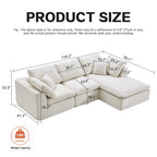 L-Shaped Sectional Sofa - Modern Style with detailed product dimensions and modular layout, ideal for customizable room setups.