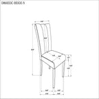 Chair dimension diagram for 5PC Dining Table Set - Faux Marble - Modern Dining, showing measurements of upholstered dining chair in inches.