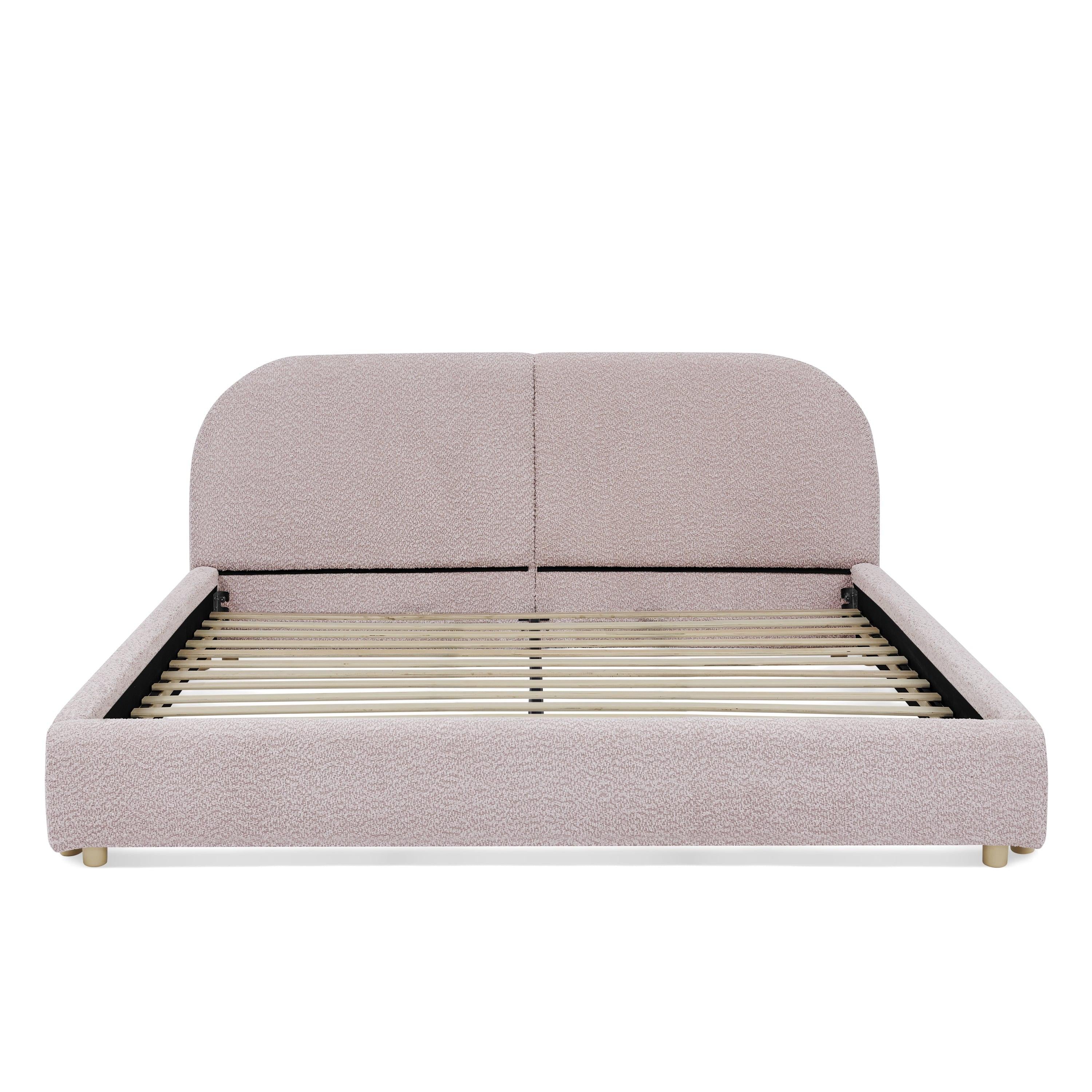 Queen Size Upholstered Bed Frame with Curved Headboard.