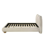 King Size Boucle Upholstered Bed with Wood Feet.