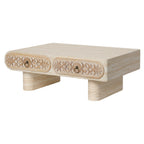 Rounded Edge Coffee Table with Drawer for Living Room.