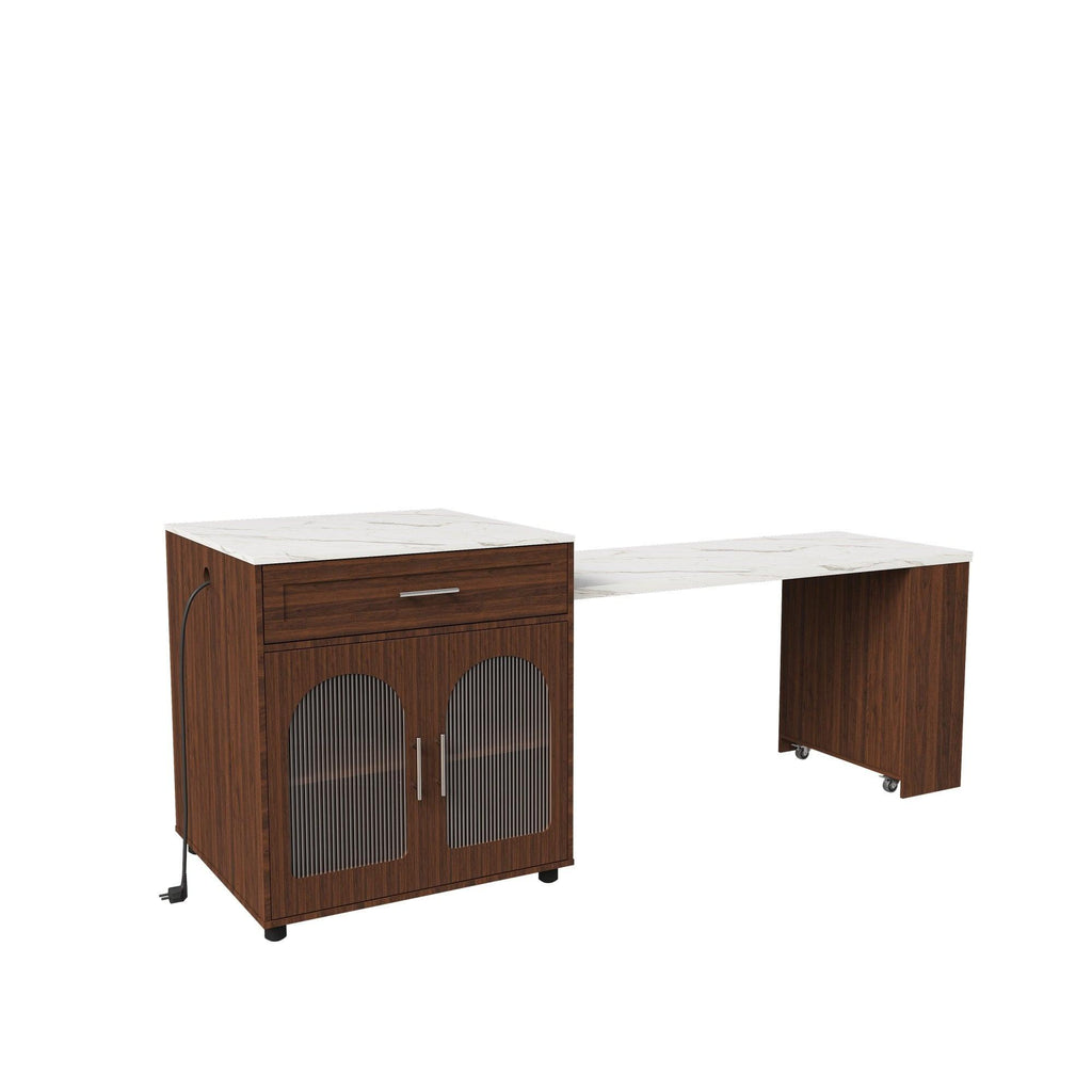 80-inch Expandable Kitchen Island with Dining Table.