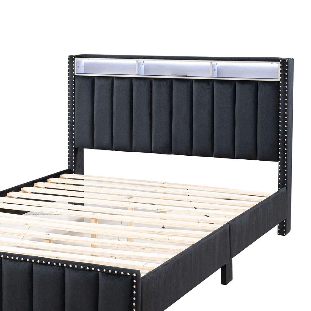 Luxury Queen Size Bed And 2 Nightstands Furniture Set.