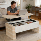 Lift Top Coffee Table with Hidden Storage for Small Spaces.