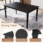 Close-up of modern dining table from 6-piece retro set showing chic details, oak veneer top, and sturdy wooden legs for durability and style.