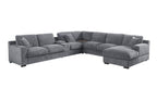 Light Gray Corner Sectional Sofa with Chaise & Cupholders.