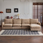 130 in. Oversize Modular Sectional Velvet Sofa with Ottoman.