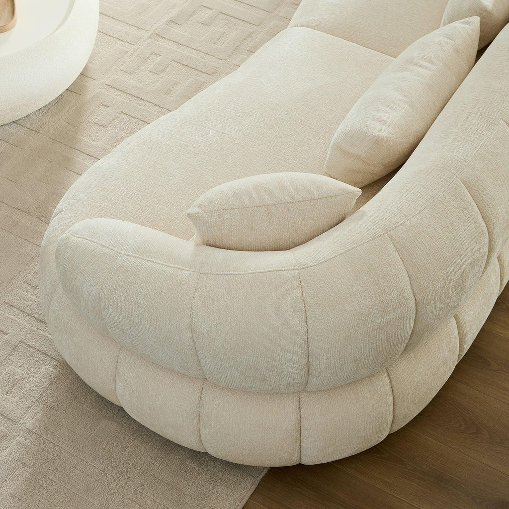 Modern Curved Sectional Sofa for Living Room - Beige.