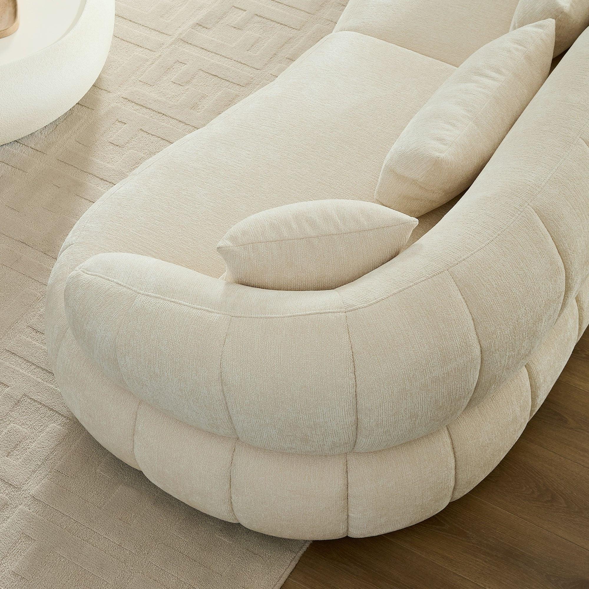 Modern Curved Sectional Sofa for Living Room - Beige.