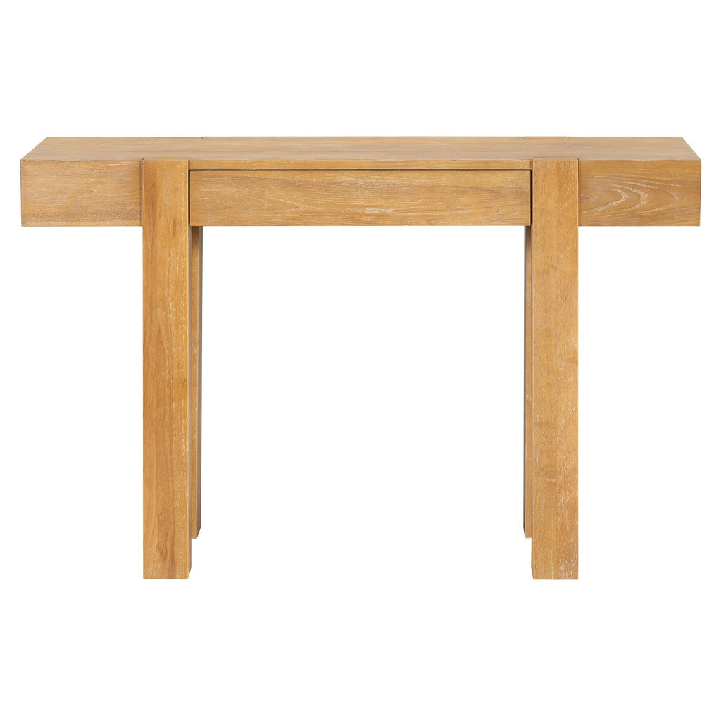 Rustic Wood Console Table with Outlet & Hidden Drawer.