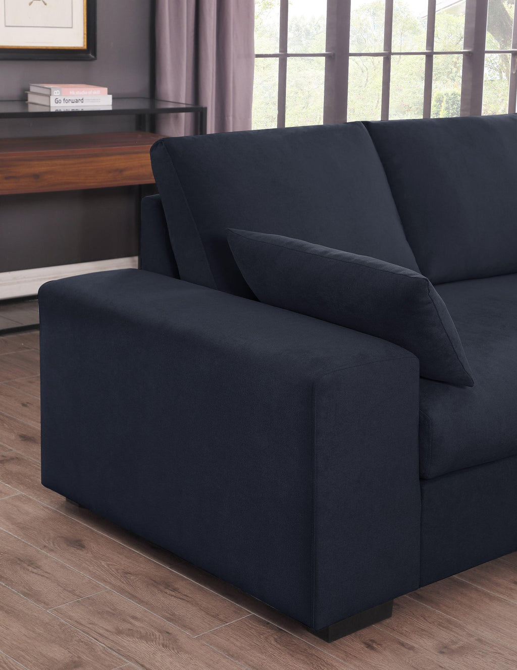 Dark Gray Sectional Sofa with Ottoman.
