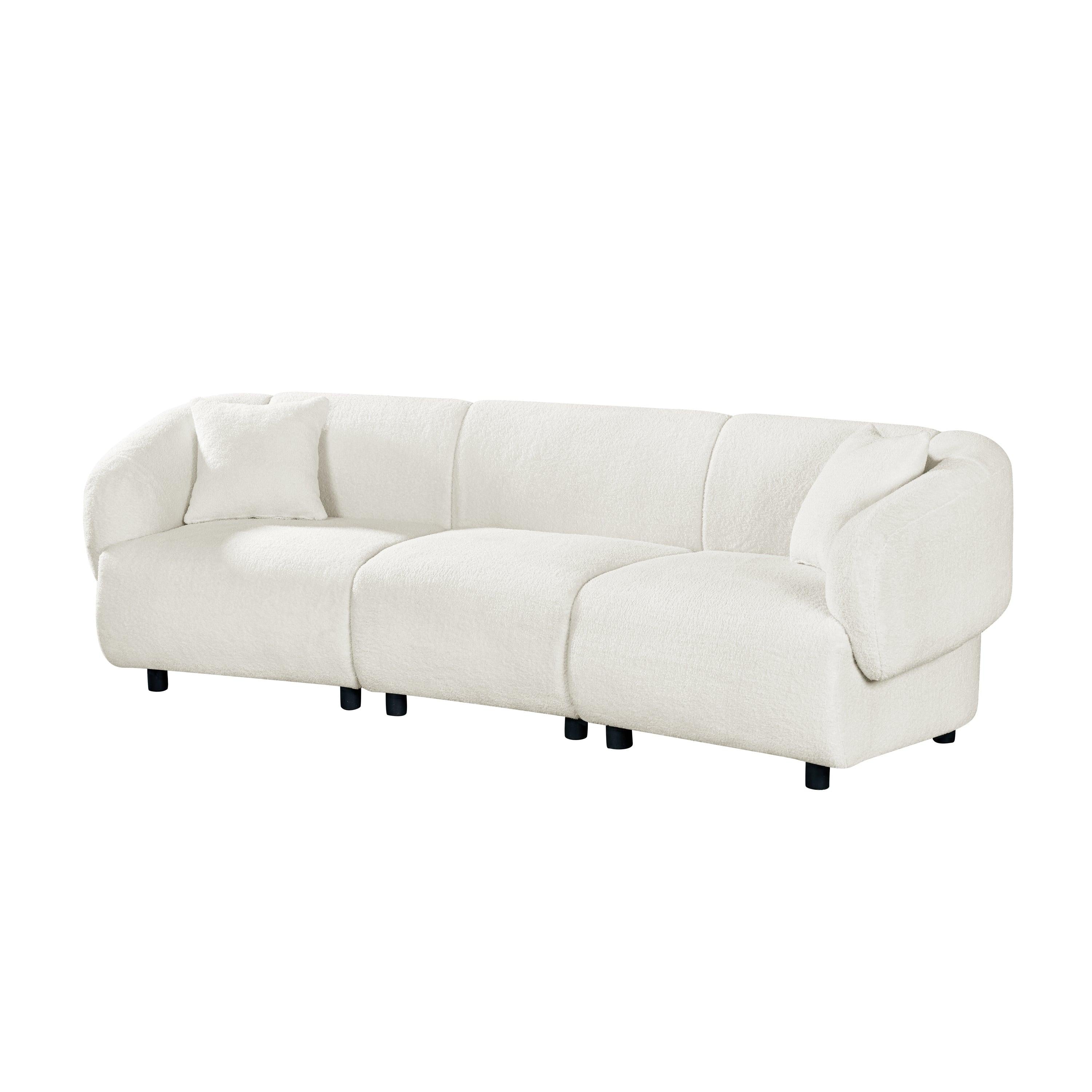 Curved Contemporary 3-Seater Sofa in Beige for Stylish Living.