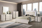 Contemporary Nightstand with Drawers in White Wash Finish.