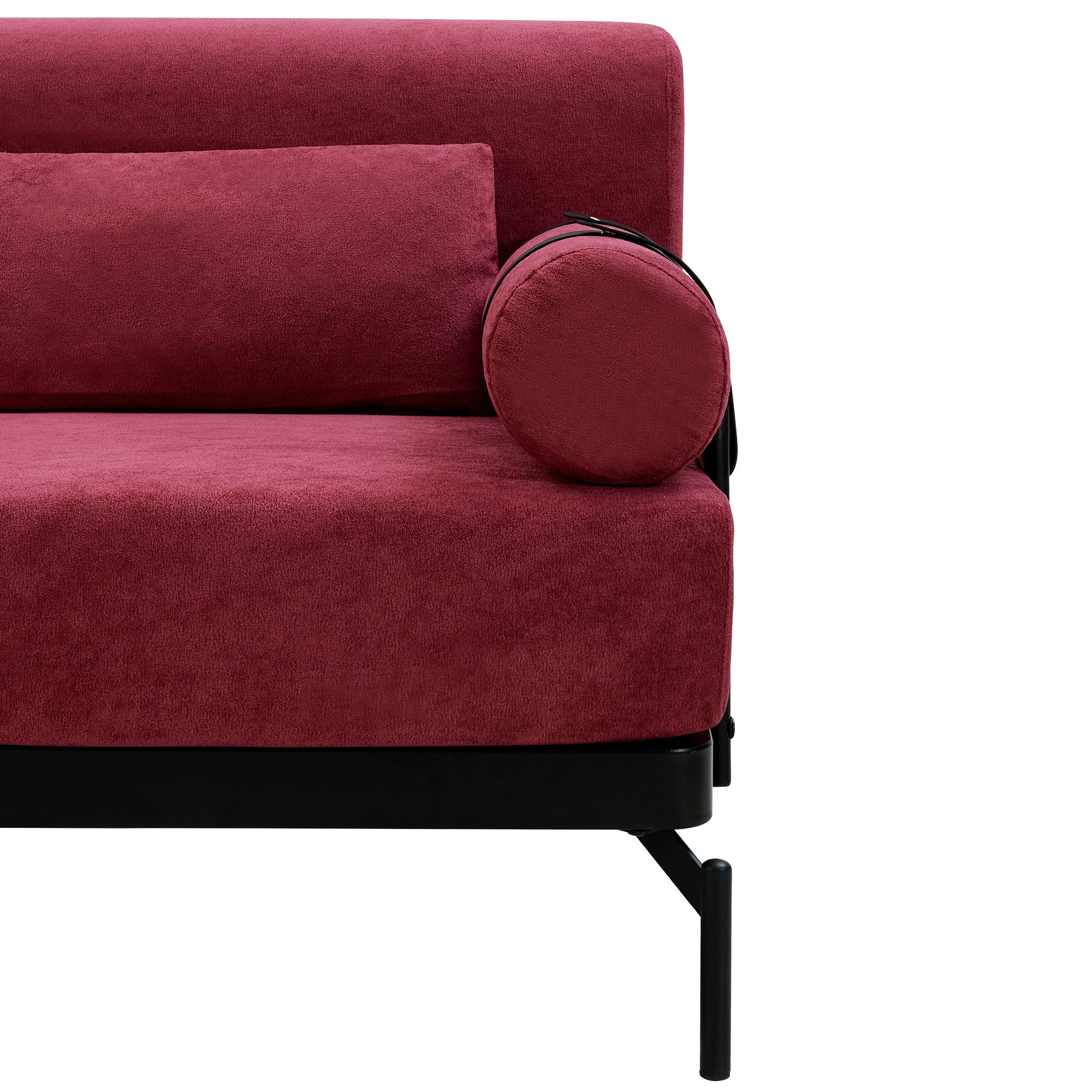 Modern Loveseat Sofa 59' Sofa Couch 2-Seater with USB Ports, Unique Cylindrical Armrests, Red Chenille