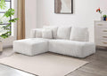 Ivory Corduroy Sectional Sofa for Cozy Living.