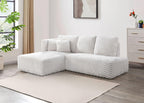 Ivory Corduroy Sectional Sofa for Cozy Living.