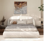 Archie Puffy Upholstered Platform Bed, Queen, Almond White.