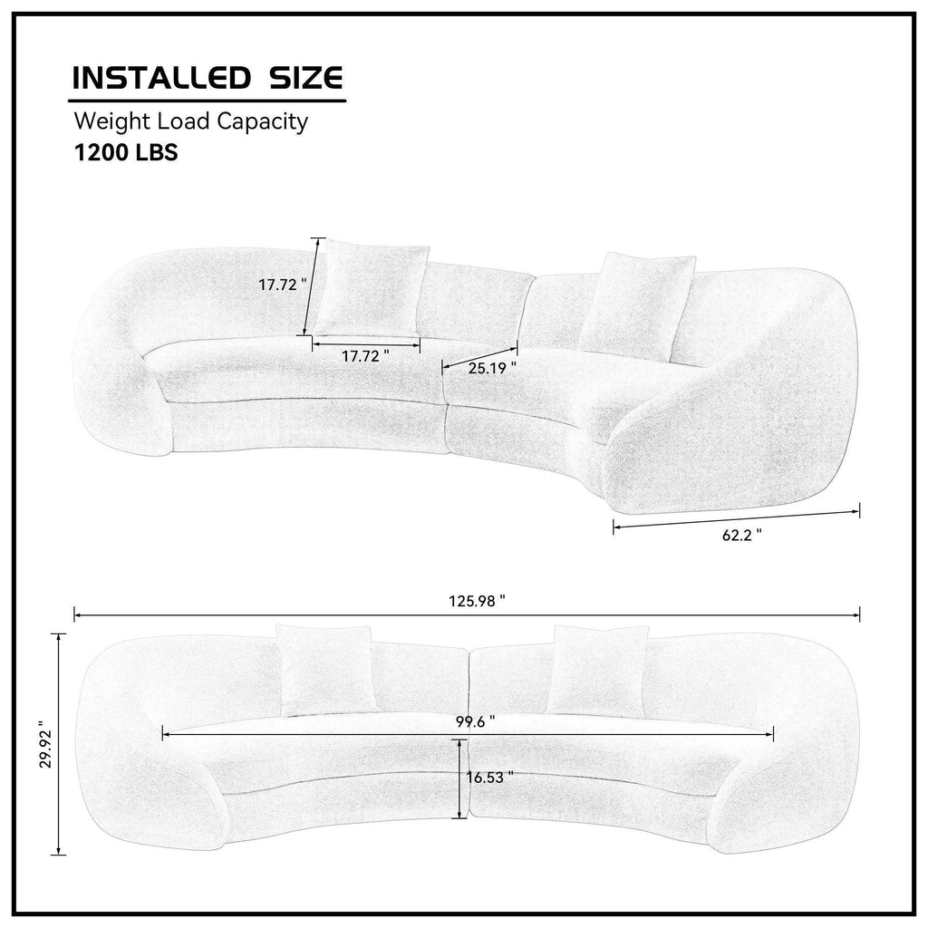 Modern Curved Sofa with Love Heart Design for Living Room.
