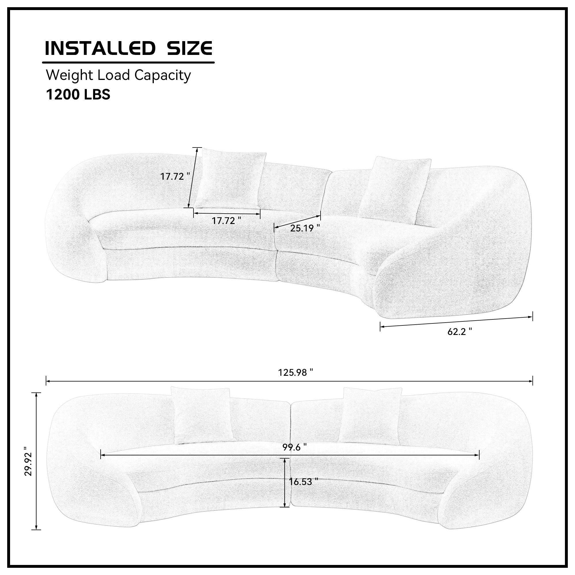 Modern Curved Sofa with Love Heart Design for Living Room.