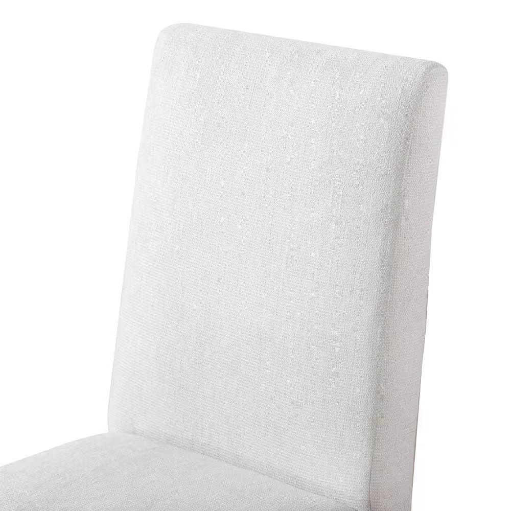 Upper section of rustic dining chair showing white upholstered backrest, part of a cozy 2pc dining chair set.