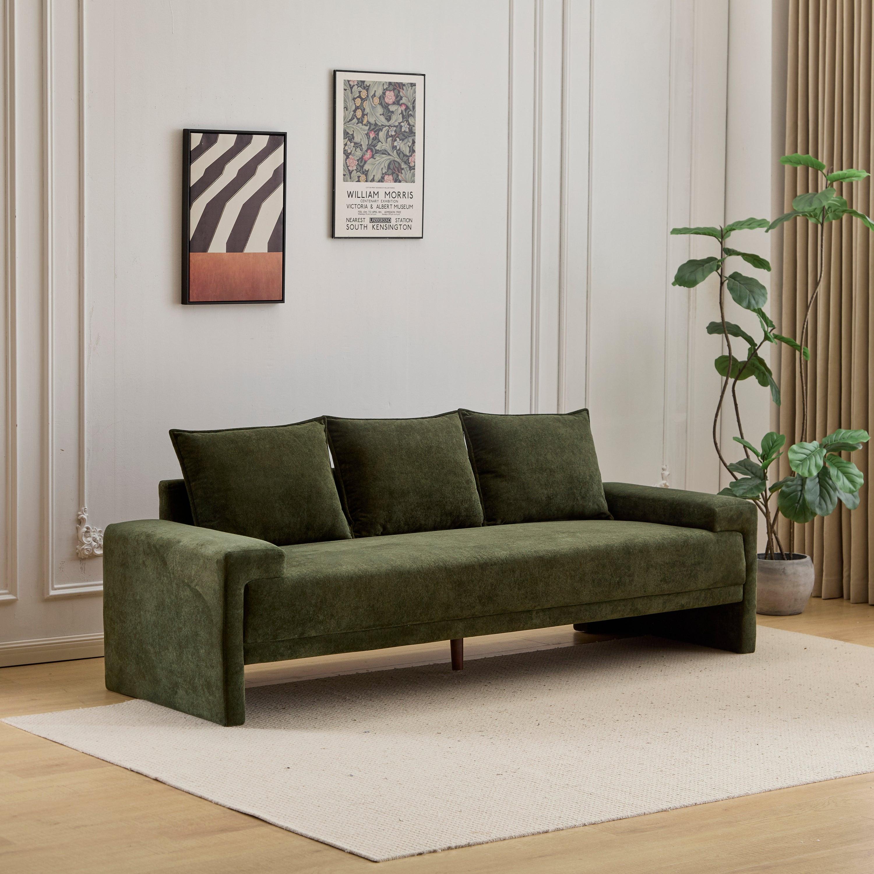 Algora 84.5 in. Modern Velvet Sofa - Moss Green.