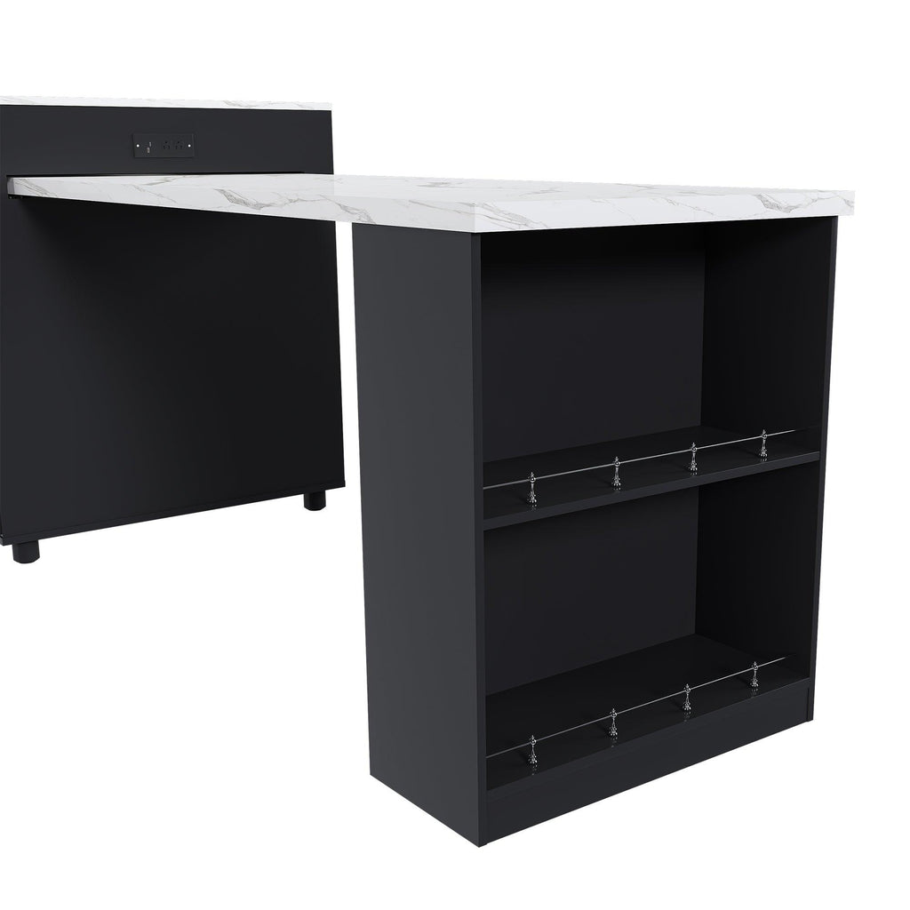 Expandable Kitchen Island with Power Outlet & Storage.