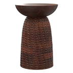 Side perspective of Boyd 16 inch Mango Wood Accent Table with eco-friendly, hand-textured mango wood base.