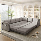 L-Shaped Sofa with Pull-Out Bed and USB Port.