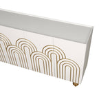 Modern Fluted Sideboard Buffet with Storage, Curve Element, 4 Doors with Adjustable Shelves, White