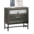 Contemporary Nightstand with Gray Finish and Metal Legs.