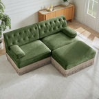 Modular Velvet Sofa in Green with Tassel Skirt.