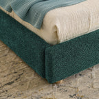 Queen Size Upholstered Bed Frame in Green.