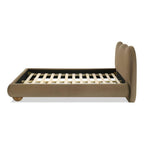 Queen Size Boucle Bed with Wood Feet for Bedroom.