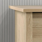 Light Oak 6-Drawer Dresser with Black Handles.