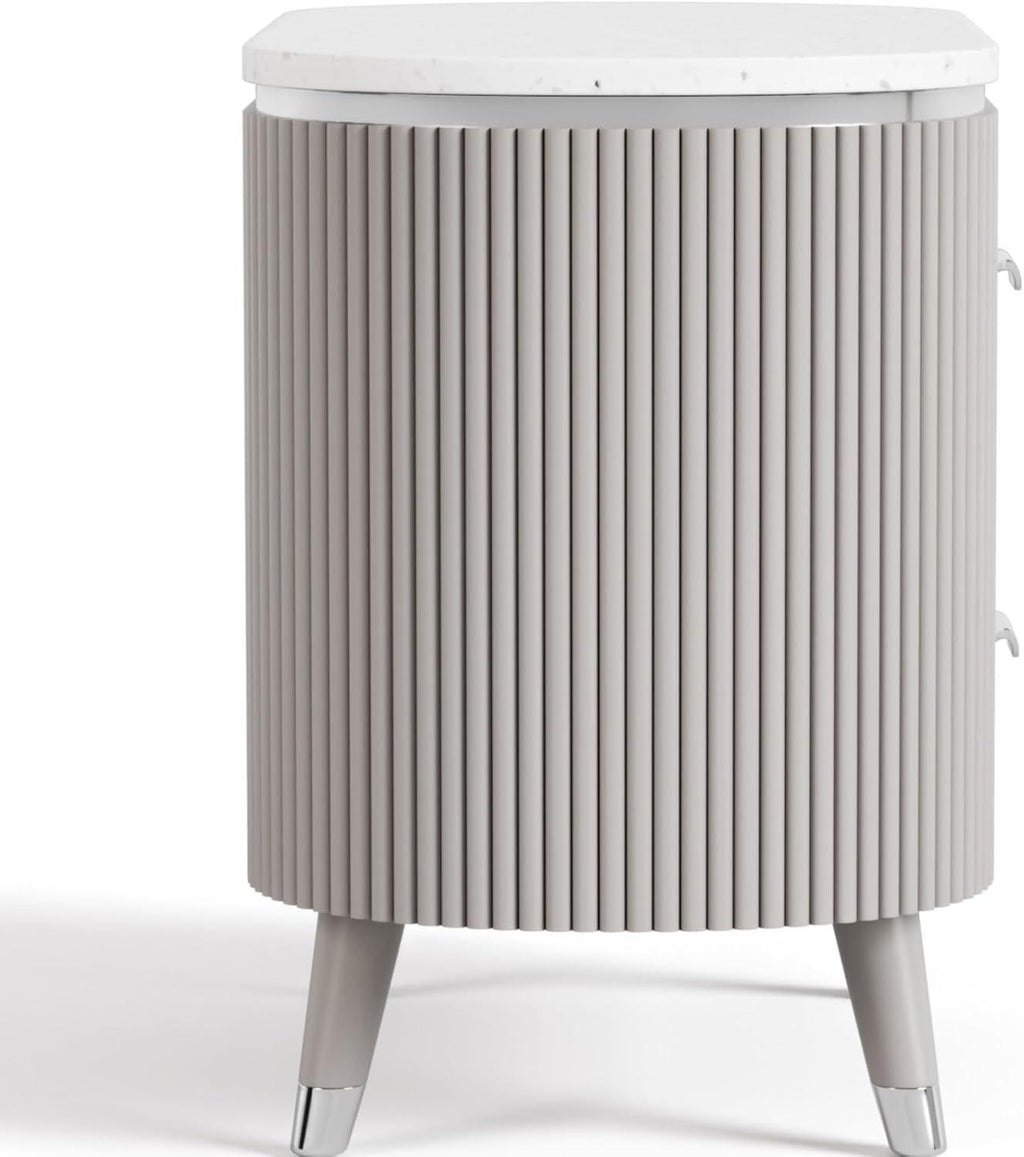 Light Gray Nightstand with Dovetail Drawers.