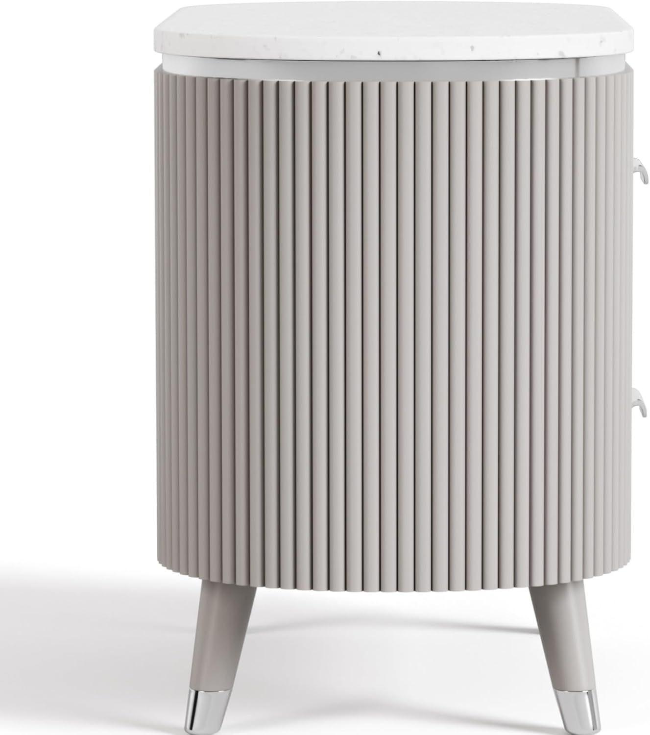 Light Gray Nightstand with Dovetail Drawers.