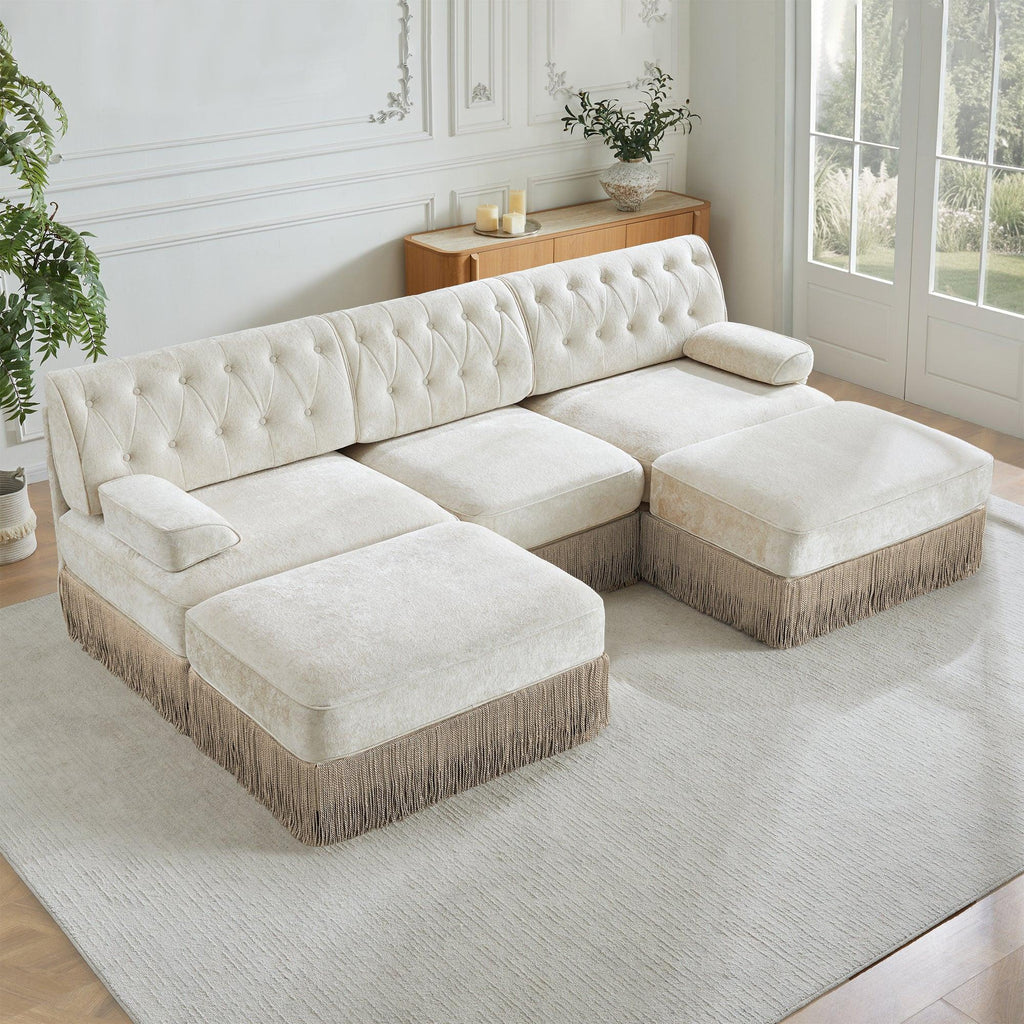 Modular Velvet Chesterfield Sofa for Living Room.
