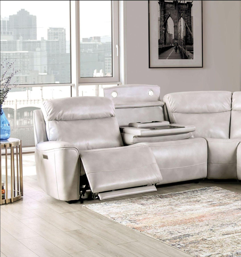 Power Reclining Sectional Sofa with Console & Wedge Chairs.