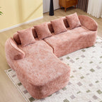 Pink Chenille L-Shaped Sofa Perfect for Living Room.