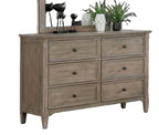 Transitional Gray Dresser with Round Pull Knobs.