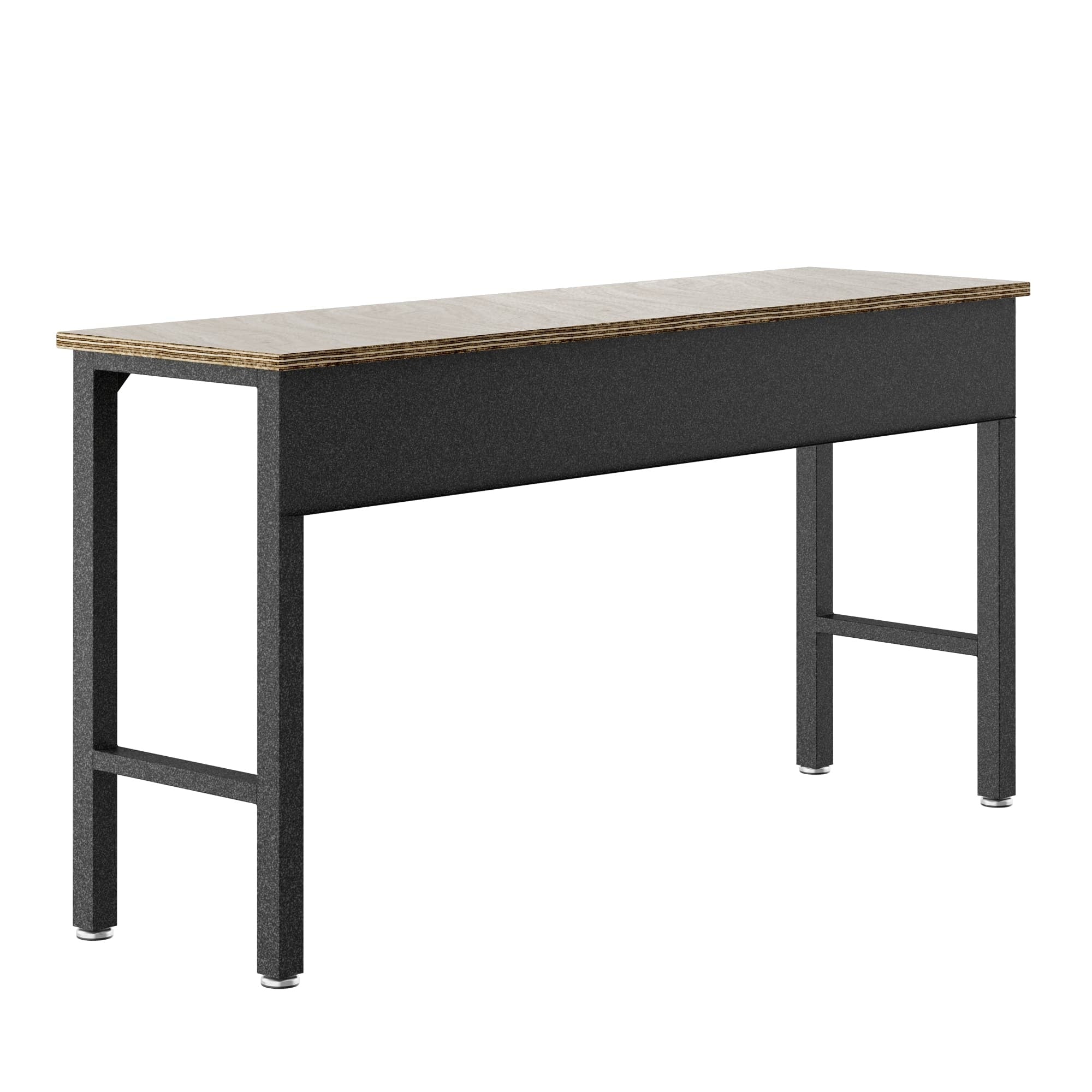 Durable dark gray metal garage table with reinforced back panel, perfect for heavy-duty workspace needs in garages or laundry rooms.