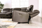 Power Reclining Sectional Dark Gray Sofa for Living Room.